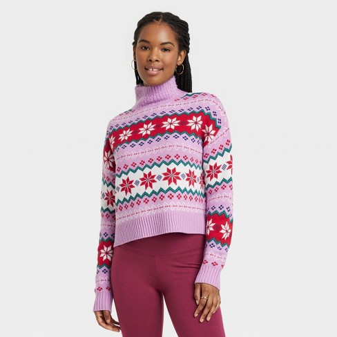 Ellos Women's V-Neck Argyle Sweater Pullover 