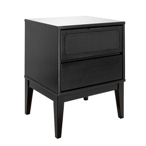 Storied Home Crawford Nightstand: Modern Bohemian Style, Solid Wood, Square Shape, 24" High - 1 of 4