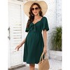 BLUEMING Maternity Dress Front Tie Knot Midi Dress Short Circle Sleeve Bow Tie Highwaist Shirred Back Dress for Pregnancy Women - 2 of 4
