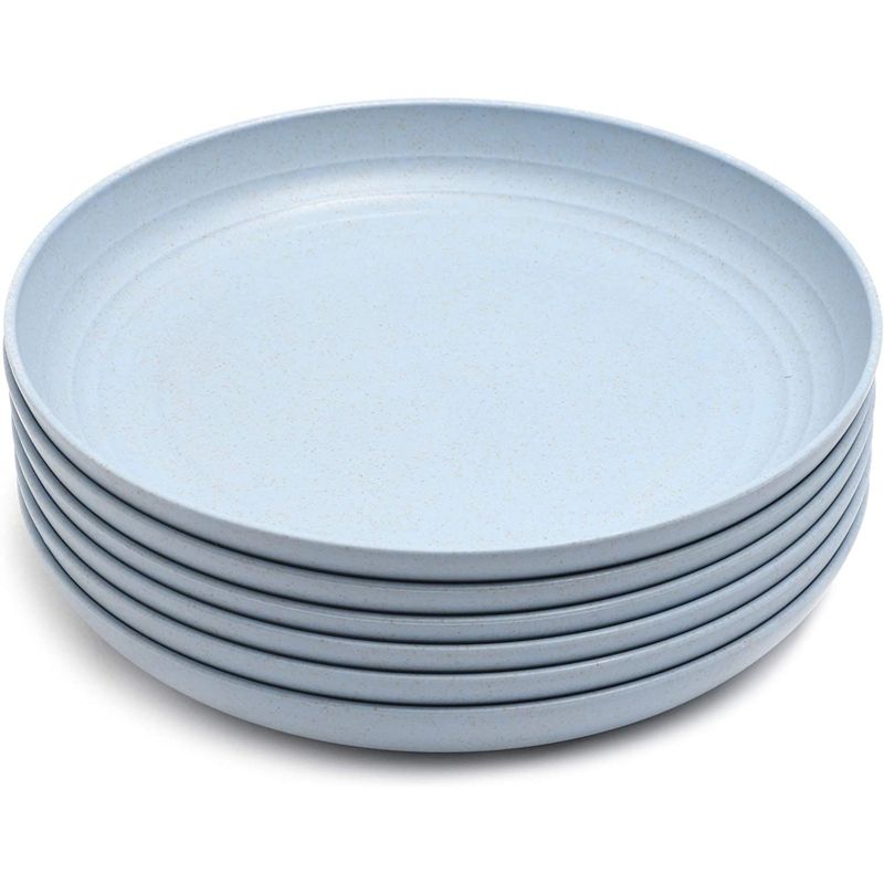 Juvale Set of 6 Blue Unbreakable Wheat Straw Cereal Dinner Plates Set for Kids, 9 In, 3 of 7