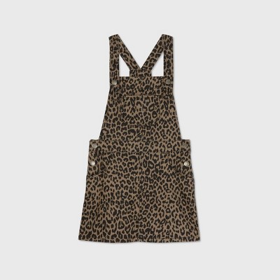 cheetah print skirt overalls