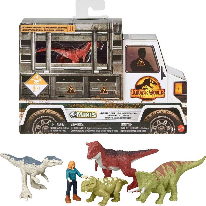 Jurassic World: Dominion Minis Carnotaurus Clash Pack of 5 Dinosaur Figure Set, 5 of 7