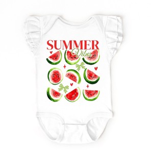 The Juniper Shop Watermelon Chart Summer Vibes Flutter Sleeve Bodysuit - 1 of 4