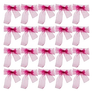 Unique Bargains Organza Chair Sashes Self-Tie 108.27"x6.69" Rose Red 20 Pcs - 1 of 4