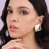 SOHI Women's Dented Minimal Square Stud Earrings - 3 of 4