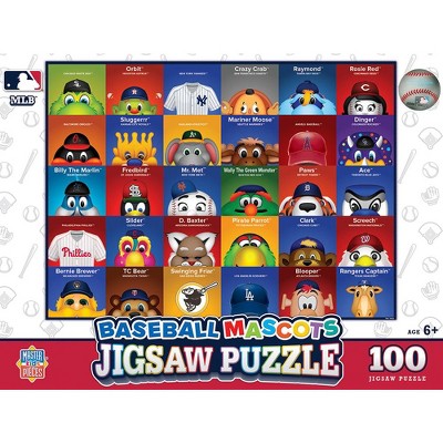 MasterPieces Sports Puzzle - All Teams 100 Piece Jigsaw Puzzle for Kids - MLB Mascots 100pc Puzzle - 14"x19"