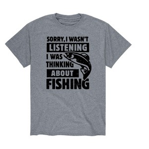 Men's - Instant Message - Sorry I Wasn't Listening Thinking Fishing Short Sleeve Graphic T-Shirt - 1 of 4