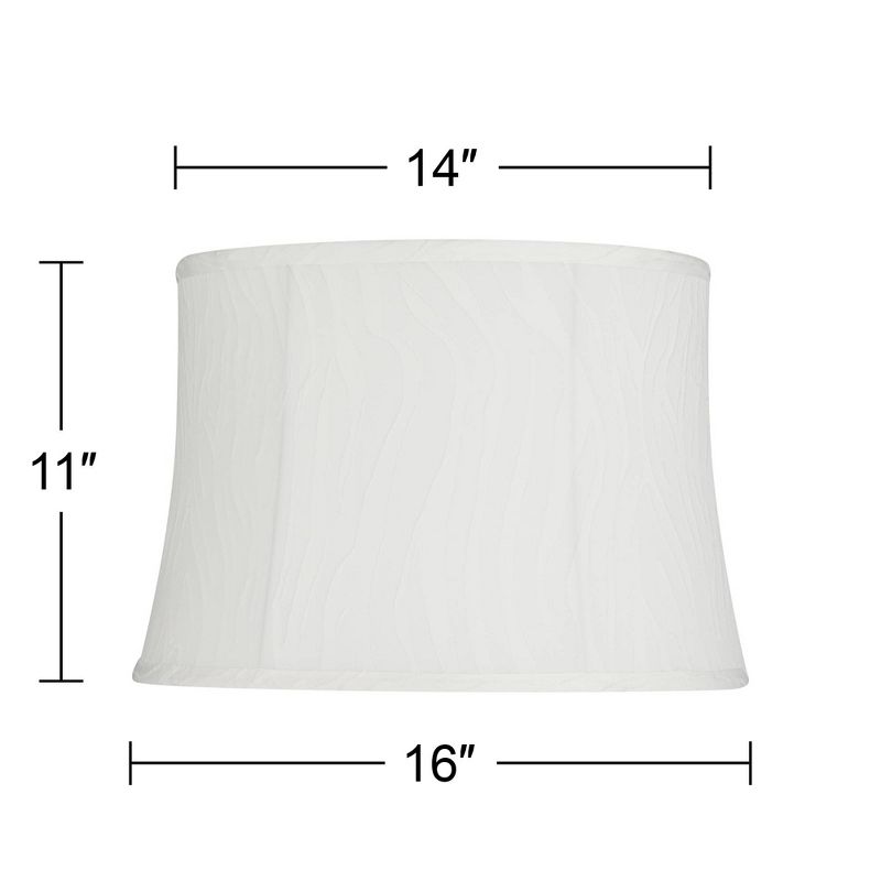 Springcrest 14" Top x 16" Bottom x 11" High x 11" Slant Lamp Shade Replacement Medium Hawley White Drum Modern Fabric Softback Washer Harp Finial, 4 of 8