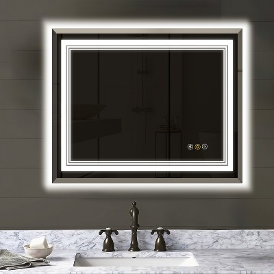 30x36 Inch Matte Black Bathroom Mirror,Rounded Rectangle Vanity Mirror for Over Sink,Wall Mirror,HD Tempered Glass & Anti-Rust Aluminum Frame