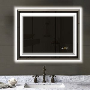 30x36 Inch Matte Black Bathroom Mirror,Rounded Rectangle Vanity Mirror for Over Sink,Wall Mirror,HD Tempered Glass & Anti-Rust Aluminum Frame - 1 of 4