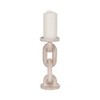 Mango Wood Candle Holder with Sculptural Chain Link Design, Modern Decorative Single Taper or Pillar Candle Stand - 2 of 4