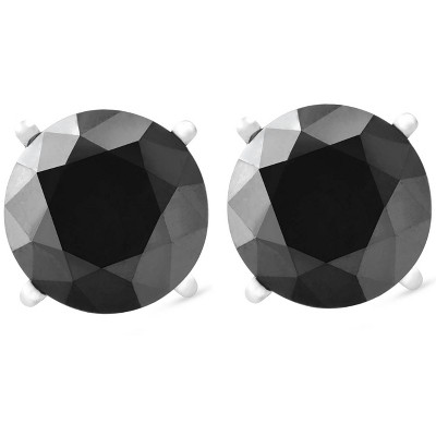 Pompeii3 14k White Gold 1ct Round Cut Black Diamond Studs