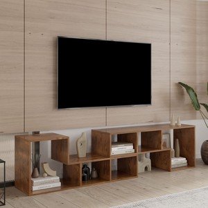 Double L-Shaped TV Stand with Adjustable Display Shelf, Bookcase for Indoor  - The Pop Home - 1 of 4