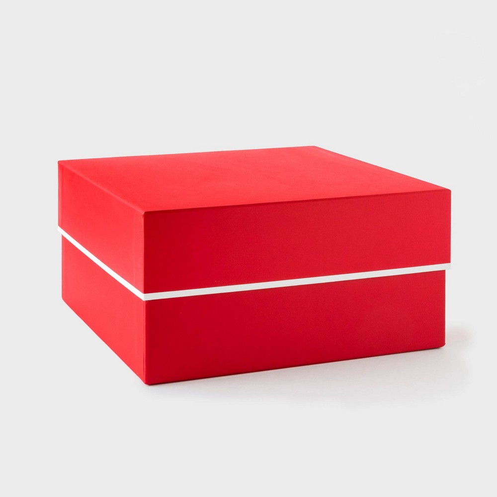 Square Gift Box Red/White Piping - Sugar Paper + Target
