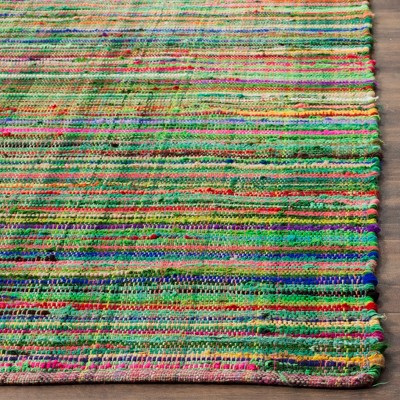 Handwoven Green Multi 6' x 9' Flat-Weave Wool-Cotton Blend Area Rug