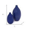 HomeRoots Set of Two Cobalt Ceramic Round Table Vases - 3 of 4