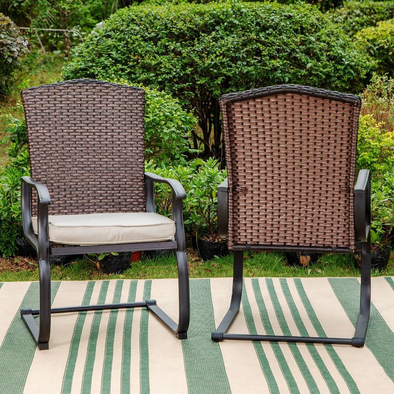 2pk Outdoor Steel C-spring Chairs with Cushions &#38; Fan-Shaped Back Beige - Captiva Designs, 3 of 13