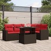 vidaXL 6 Piece Garden Sofa Set with Cushions Brown Poly Rattan - Brown without storage - 2 of 4