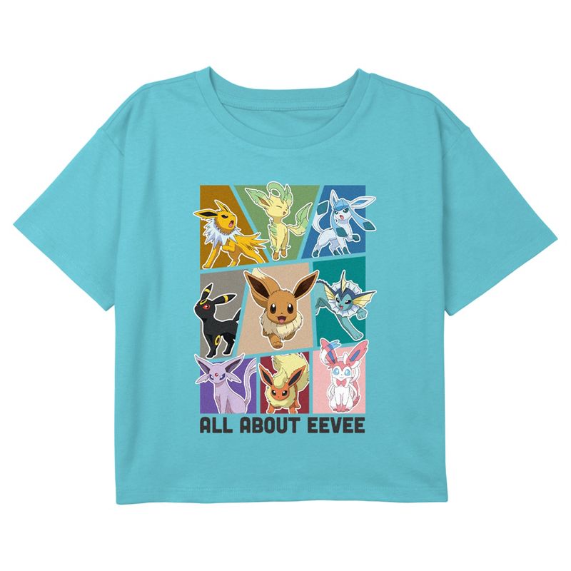 Girl's Pokemon All About Eeveelutions Crop Top T-Shirt, 1 of 4