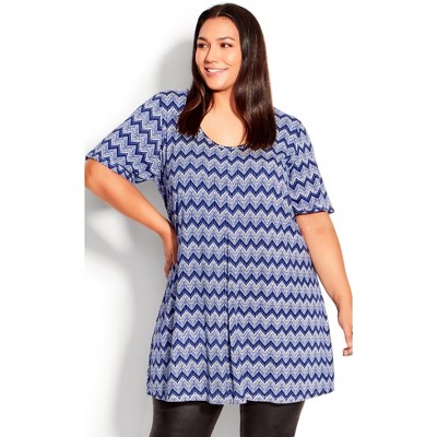 Avenue  Women's Plus Size Liv Pleat Print Tunic - 14w - Target
