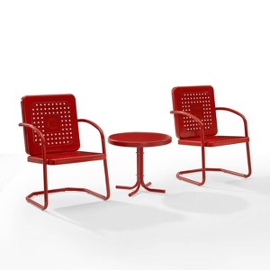 Bates 3pc Outdoor Chair Set - Red - Crosley - 1 of 4