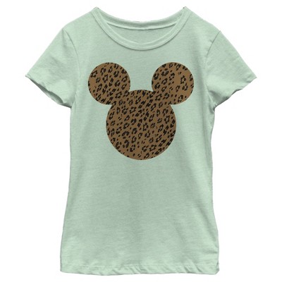 Girl's Disney Mickey Mouse Cheetah Print Silhouette T-Shirt