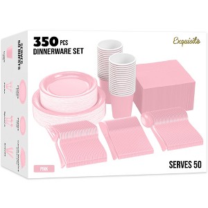 Crown Display 350-Piece Disposable Dinnerware Set – Paper Plates, Paper Cups, Napkins, Plastic Forks, Knives & Spoons – Serves 50 Guests - 1 of 4