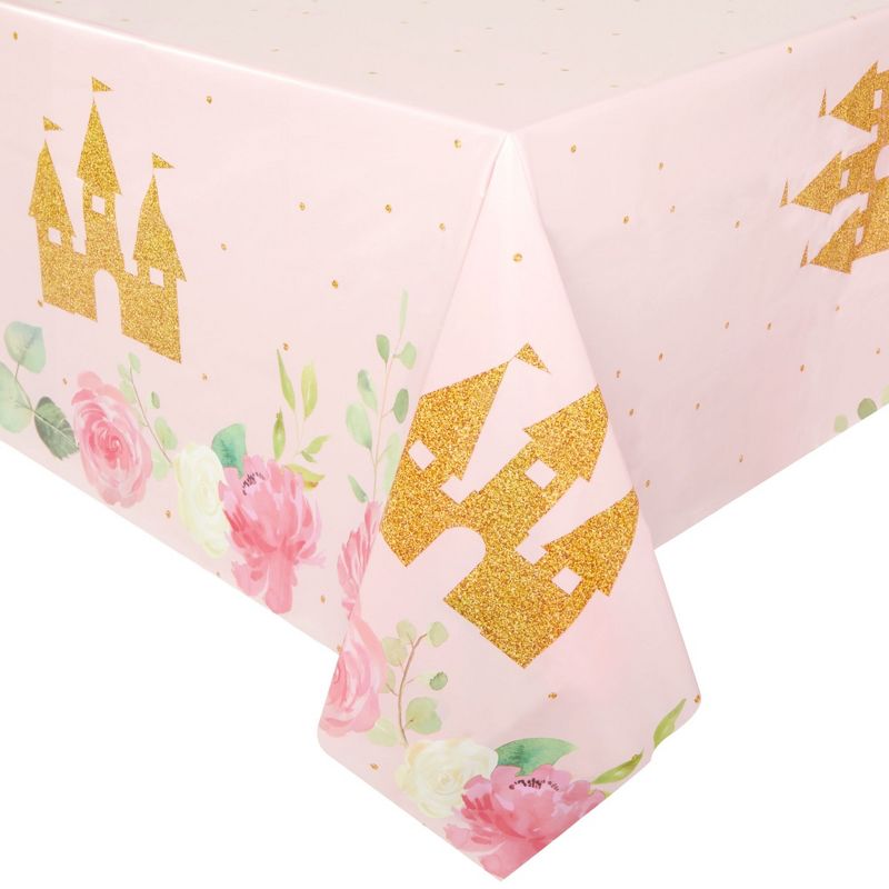 Blue Panda 3-Pack Princess Castle Birthday Party Disposable Plastic Table Cover Tablecloth 54"x108", 4 of 7