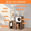 Litter Box Enclosure with Cat Tree Tower & Condo - Hidden Pet Washroom with Sisal Scratching Post, Hammocks, Condo, Multi Platform, Soft Plush Perch - 2 of 4