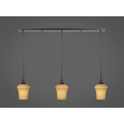 Toltec Lighting Any 3 - Light Chandelier in  Dark Granite with 5.5" Zilo Cayenne Linen  Shade