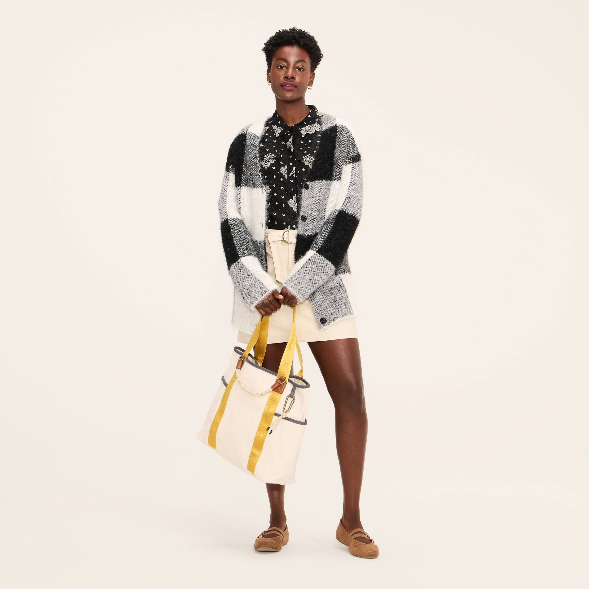 Women's Buffalo Check Relaxed Cardigan - Woolrich x Target Black/White