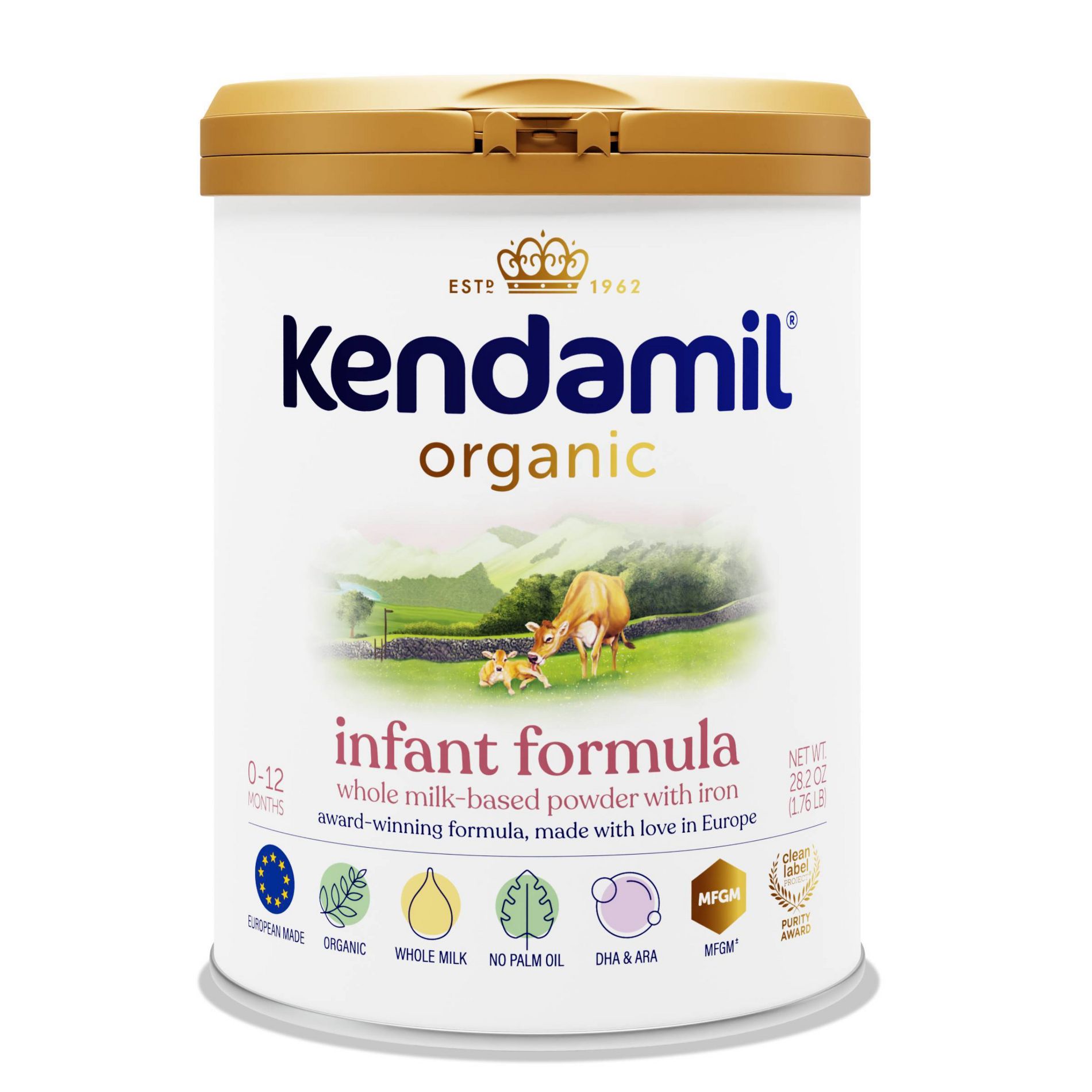 Kendamil Organic Infant Formula Powder - 28.2oz: Added Prebiotics, Grass Fed, Easy To Digest, Unflavored
