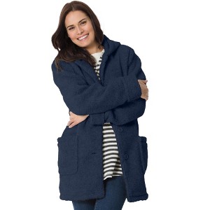 Woman Within Short Hooded Berber Fleece Jacket - 1 of 4