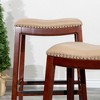 FURNIinspire Counter And Bar Stools Upholstered Faux Leather Barstools, Armless Barstools, Bar Chair Without Backrest, Cherry Finish, 17"*20.25"*32" - 4 of 4