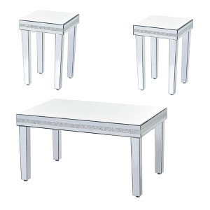 NicBex Modern Coffee Table Set of 3 with Mirrored Top for Living Room and Bedroom - 1 of 4