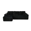XIZZI No Assembly Sectional Sofa Set w/ Chaise - Plush/Corduroy Fabric, High-Resilience Foam, Beige/Black/Gray - Ships Compressed & Ready to Use - 2 of 4
