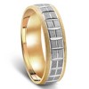 Pompeii3 Men's 14k Yellow Gold 6mm Two Tone Brushed Cross Cut Ring Wedding Band - 2 of 4