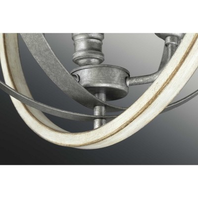 Galvanized and Antique White 6-Light Globe Pendant