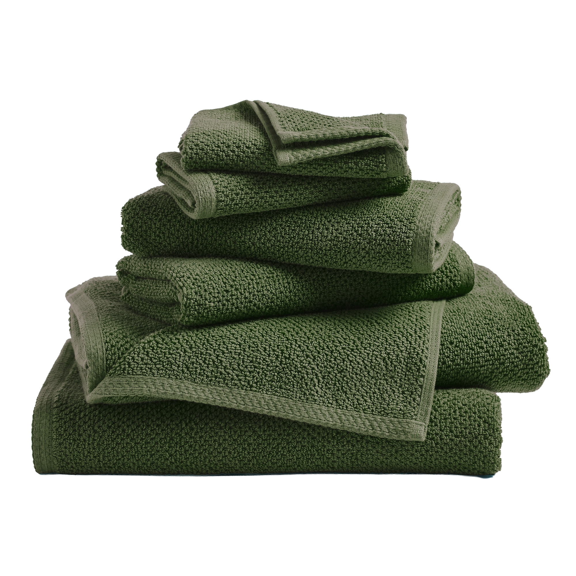 Cotton Quick Dry Loop Textured Bath Towel - Great Bay Home (Forest Green, 6-Piece Set)