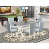 HomeStock 7-Piece Natural Oak Finish Solid Wood Top Dining Table with 6 Parson-Chairs - 2 of 4
