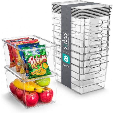 Sorbus 8 Pack Clear Storage Bins with Lids - for Kitchen, Fridge, Cabinet, Pantry Organization and Storage