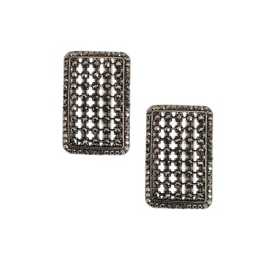 SOHI Women's Chrome Silver Intricate Square Drop Earrings