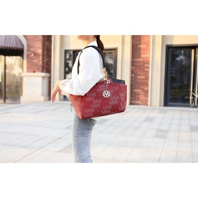 MKF Collection Cameron Tote Bag Stylish Vegan Leather Handbag with Spacious Design by Mia K- Burgundy — фото 2