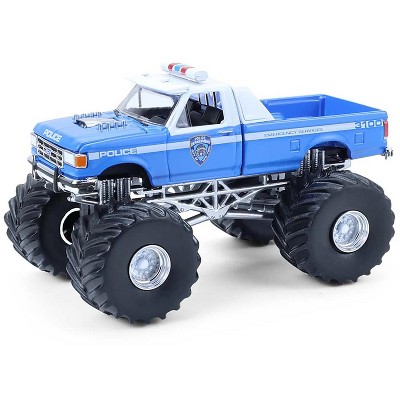 1990 Ford F-350 Monster Truck "NYPD (New York Police Department)" Blue with White 1/64 Scale Diecast Model Cars by Greenlight