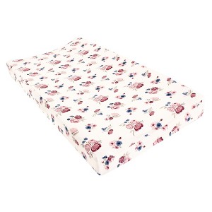 Hudson Baby Infant Girl Changing Pad Cover, Dusty Rose Floral, One Size - 1 of 2