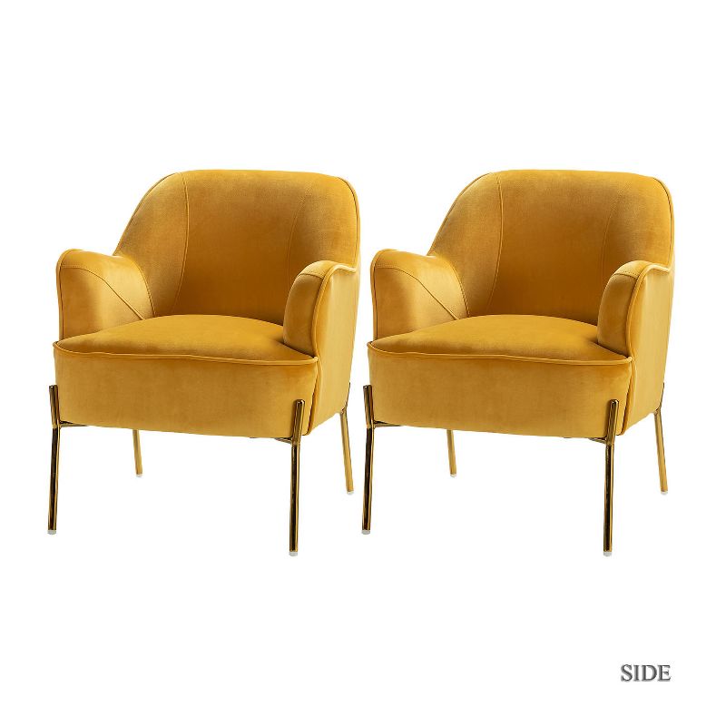 Odo Velvet Accent Comfy Living Room Arm Chair Upholstered Padded Seat Set of 2 | Karat Home, 3 of 12