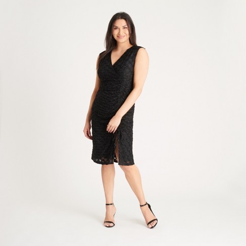 Women's Long Sleeve Mesh Bodycon Dress - Ava & Viv™ Black 3x : Target