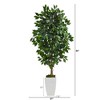 Nearly Natural 4.5-ft Ficus Artificial Tree in White Metal Planter - 2 of 4