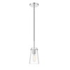 Kira 1-Light Pendant - Slim Clear Glass & Steel Design, Dimmable, 60W, 5"x8" - 4 of 4