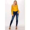 Slickblue Shadow Stripe Bodysuit, Lace Trim Detail, Long Sleeve Top, Round Neckline, Teal Leaf, Size S-M-L - 3 of 4